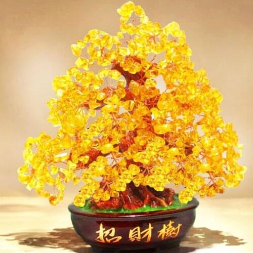 Crystal Lucky Money Fortune Tree LUCKY Fortune Wealth Money Tree Trees Lucky Door Feng Shui Decoration Souvenirs for Home