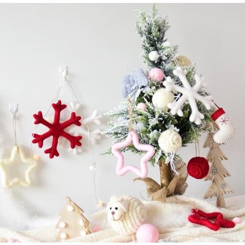 1pc Pure Wool Ball Star Socks Christmas Decor Pendants Toys Xmas Tree Hanging Ornaments For Home Party Stickers Kids Craft Gifts