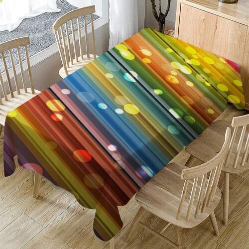 Color Stripes Pattern Tablecloth Oilproof Waterproof Rectangular Table Cloth Family Banquet Party Polyester Rainbow Tablecloth