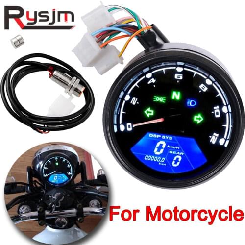Motorcycle Speedometer Gauge Night Vision Dial Odometer LED Multi-function Digital Indicator Tachometer 0-12000 RPM Fuel Meter