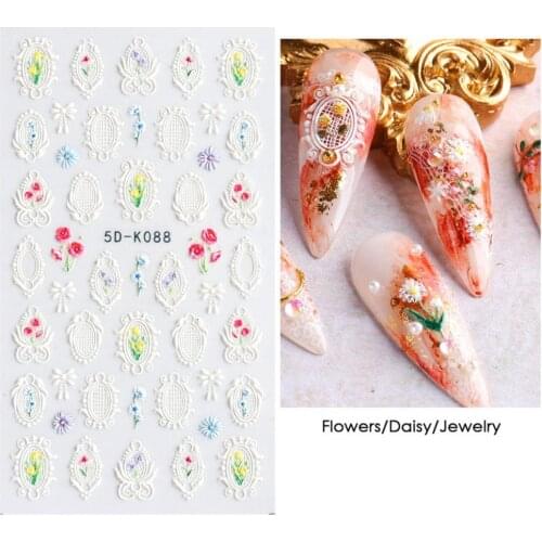 Halloween Styles Nail Embossed Sticker 5D Engraved Red Bloody Scar Lips DIY Manicure Decals for Female