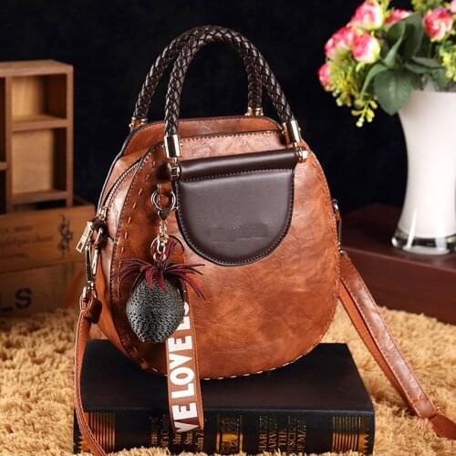 Vintage Fashion Genuine Leather Women Bucket Bag Handbag Vintage Tassel Messenger Bags High Quality Retro Shoulder Crossbody T23