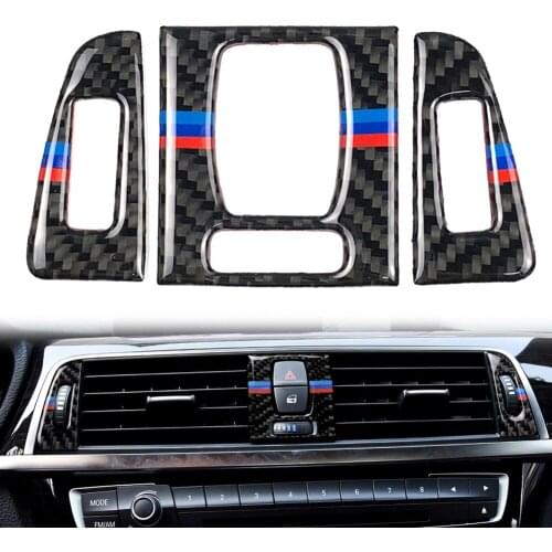 Carbon Fiber Car Center Console A/C Vent Air Conditioning Outlet Panel Outlet Frame Cover Trim For BMW 3 Series 4 F30 F31