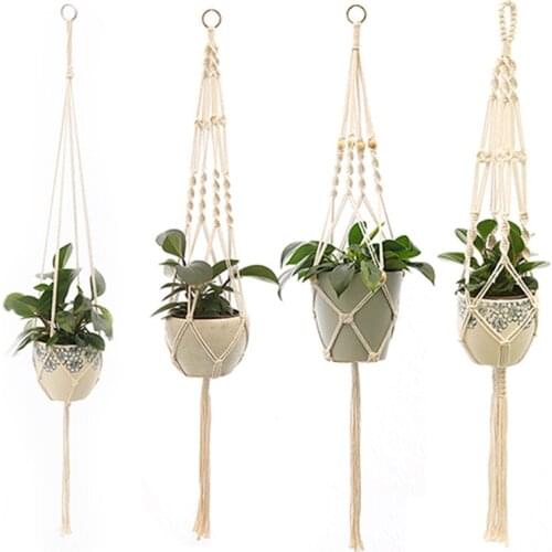 Hanging Plant Handmade Macrame Plant Hanger Flower Pot Planter Hanger Wall Decor Courtyard Garden Hanging Planter Hanging Basket