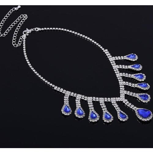 YFJEWE Water Drop Pendant Necklaces Long Earrings for Wedding Party Gift Fashion Hanging Curtain Jewelry Set for Women N032