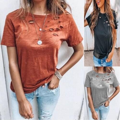 Kuelawear High Neck Round Neck Hole Loose Loose Hole Casual Short-sleeved Cool Summer Fashion Ladies T-shirt