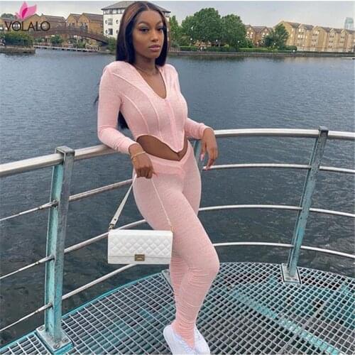 Hooded Full Sleeve Matching Sets Women Autumn Irregular Zipper Top Long Pants Set 2 Piece Casual Activity Tracksuit 2020