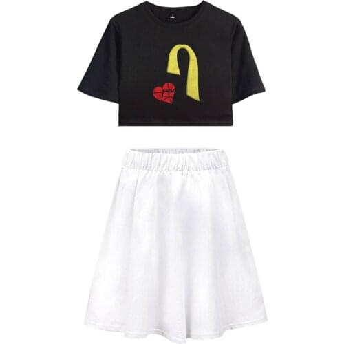 Ava Max Summer Cotton Soft Short Skirt Suit Casual Women Two Piece Set Lady Fashion Sets Suit High Waist Slim Skirt Suit