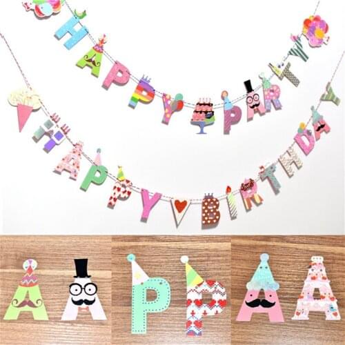 1 Set Happy Party/Birthday Paper Flag Party Bell Garland Decoration Banner Bunting For Kids Birthdays Party Supplies Decorations