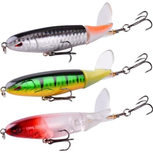 1 Pcs 10cm 13g Topwater Fishing Lures Whopper Popper Artificial Bait Hard Plopper Soft Rotating Tail Fishing Tackle Fishing Bait