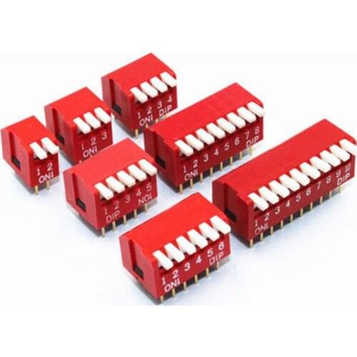 10pcs/lot Slide Type Lateral Switch Module 2P 3P 4P 5P 6P 8P 10P 2.54mm Position Way DIP Red Pitch Toggle Switch Red Snap Switch