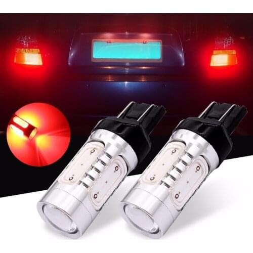 2X 7443 7443LL 7443ST 7444NA W21W/5W T20 RED COB 7.5W LED BRAKE/REVERSE/TURN SIGNAL Light Bulbs