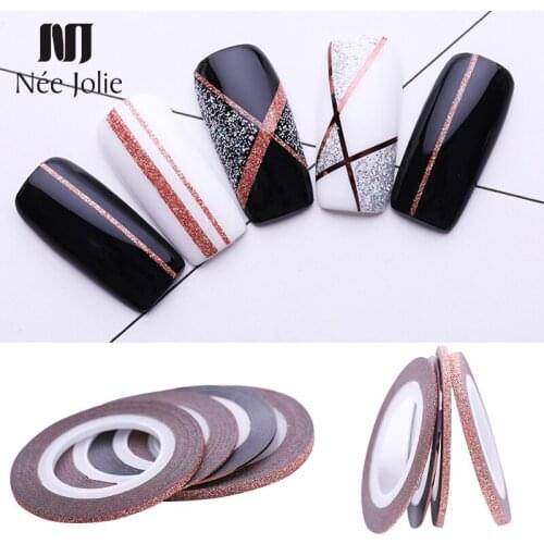 4Pcs Rose Gold Nail Striping Tape Line 1mm 2mm 3mm Sticker Matte Glitter Stickers DIY Decors Tool Nail Art Decoratio
