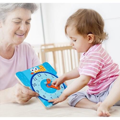 Kindergarten Early Education Wooden Clock Teaching Kids Watch Learner Childrens Puzzle Recognition Time Model