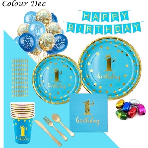 Kids Favorite Birthday Party Decoration Supplies Disposable Tableware/plate/cup/fork/for Baby Shower boy Girl 1 Year ding Dec