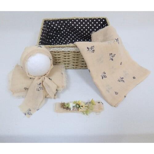 Newborn stretch wrap A lovely set of lace hat cap Baby photography prop outfit New born Knit mohiar wrap and bonnet set