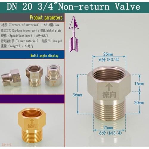 DN 20 3/4" BSP Brass Brass Check Valve for Water