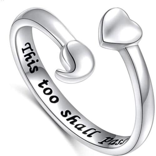 This Too Shall Pass Ring Pure Silver Ring for Women 925 Silver Semicolon Ring Jewelry YLQ9600