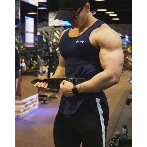 Fitness Sleeveless T Shirt Men Running Vest Summer Cotton Mens Gym Tank Top Bodybuilding Muscle Stringer Singlet Sport Tank Tops