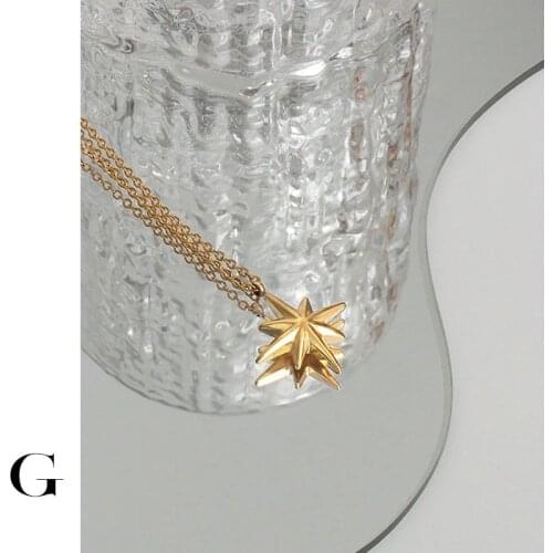 GHIDBK Dainty Chic Star Starburst Charms Pendant Chokers Necklaces Minimalist Street Style Collars Stainless Steel Women Jewelry