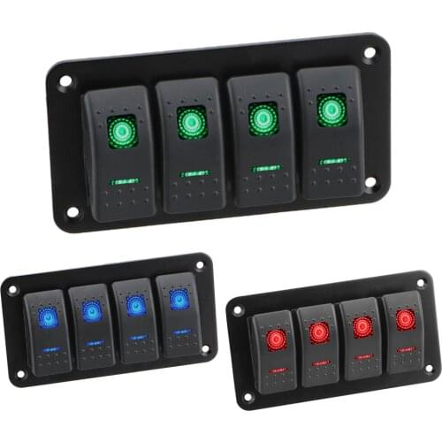 Interior Parts 4 Gang Car Switch Panel Control Switch Panel for Car Marine RV Caravan LED Light Boat Car Rocker Switch