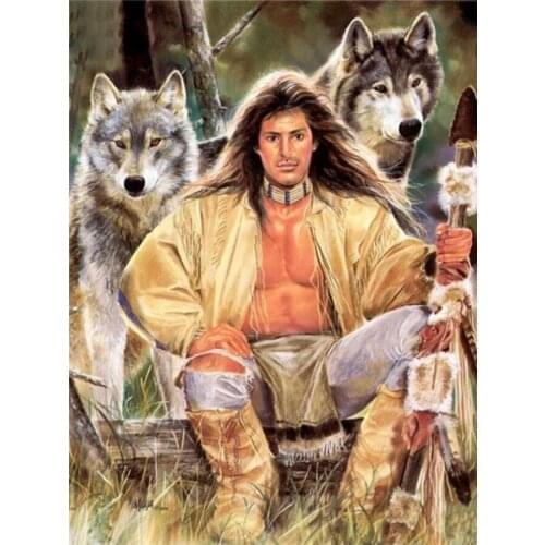 Scenery Embroidery Mosaic Animal Wolf Man Diamond Painting Kits Beads Picture Wall Paper Rhinestones Drawing Christmas Gift New