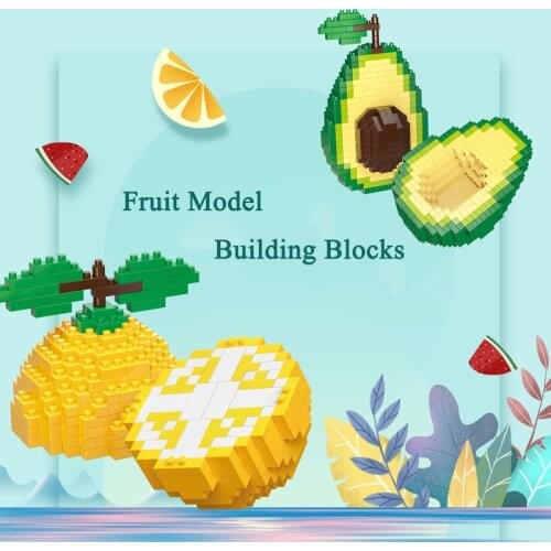 Mini Building Blocks Apple Avocado Lemon Orange Fruit Model DIY Assembled Building Blocks Childrens Educational Toy Gift No Box