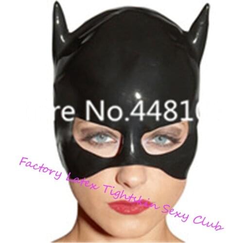 Latex Mask Rubber Unisex Hood Cosplay Cat woman Rubber Fetish Cosplay Mask Latex Headgear Customized XS-XXL marshmello helmets