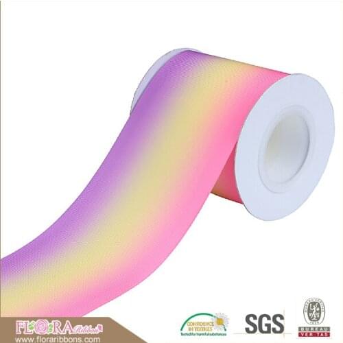 FLRA Ribbon Free shipping rainbow printed grosgrain ribbons for hairbands