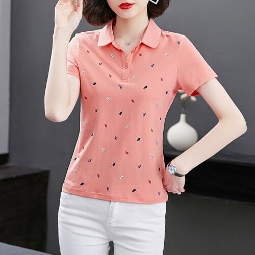 Summer Fashion sport Shirt Women Tops Street casual Turn-down Collar T-shirt Harajuku Girls Tshirt Cotton Solid Slim Shirts Top