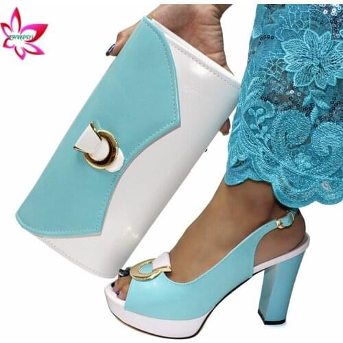Mature Lady Summer Hot Selling Italian Matching Shoes and Bag for Wedding Super High Heels Pu Leather Comfortable for Working