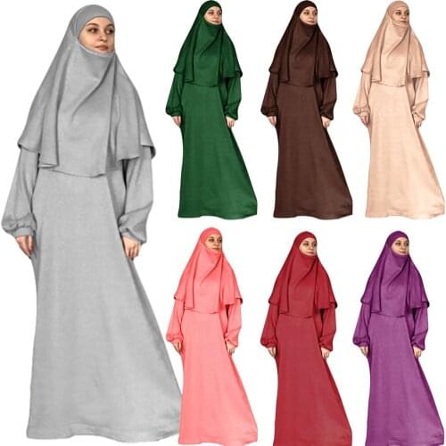 10 Colors Muslim Arab Jilbab Hijab Dress Islamic Maxi Robe Ramadan Prayer Garment Middle East Traditional Burqa Burka 2pcs Abaya