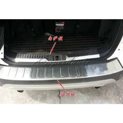 Stainless Steel Inside + Outside Rear Bumper Door Sill Plate For Ford Escape Kuga 2013