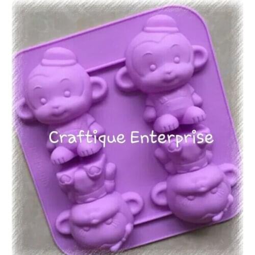 Wholesale/retail,free shipping, chocolate mold 4 hole monkey clay bakery mold ice cube tray
