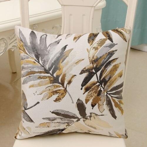 Polyester Jacquard Cushion Leaves Pillow Case Sofa Office Back Braided Cushion Cover Coussin Cojines Decorative 45x45cm Square