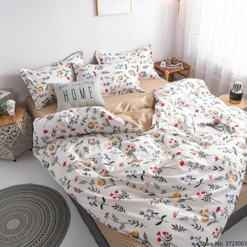 Flower Duvet Cover Bed Linens White Queen Size Bed Sheets Set Comforter Bedding Sets
