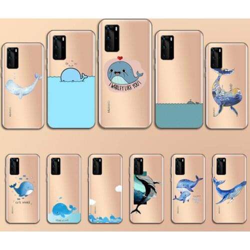 Cartoon whale Phone Cases Transparent for Huawei P20 P30 P40 lite pro P smart 2019 honor 8x 10i
