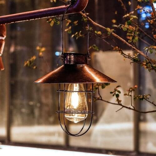 Retro Solar Lantern Outdoor Solar Hanging Lanterns Vintage Solar Garden Light With Warm LED Bulbs For Garden Yard Patio Pathway