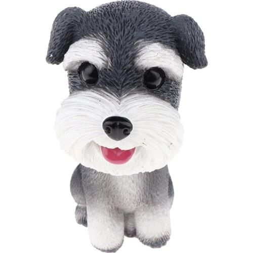Cute Resin Schnauzer Bobbing Head Dog Puppy Bobble Head Auto Car Dashboard Decors Ornaments Toys