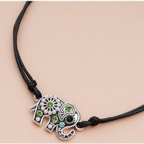 Elephant Jewelry Handmade Braided Rope Bangle Geometry Charm Lucky Bracelet Women Men Pinky Promise Card Adjustable Bracelets