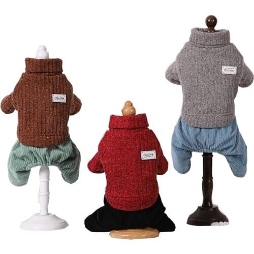 Overalls for Dogs Sweater Top Warm Dog Outfit Teddy Chihuahua Cordurory Pants Dog Clothes 3 Colors XS S M L XL 2XL