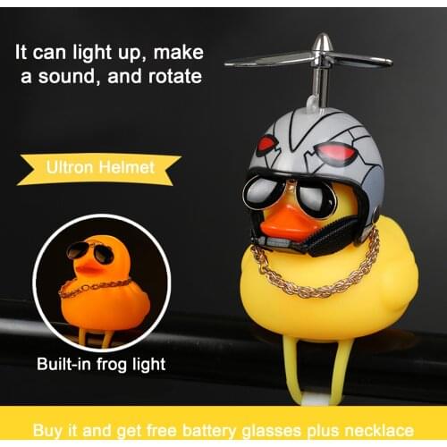 Standing Duck with Helmet Broken Wind Small Yellow Duck Road Bike Motor Helmet Cycling Accessories With Luminous