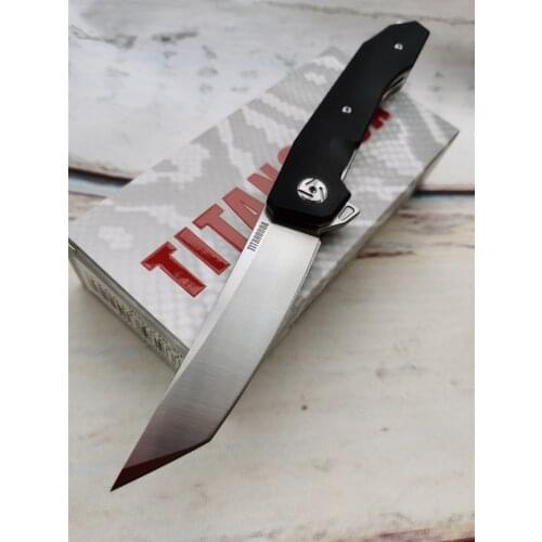 TITANOBOA T-201 Ceramic Ball Bearing Real D2 blade G10 handle Camping Kitchen Hunt Outdoor pocket fruit EDC tool folding Knife