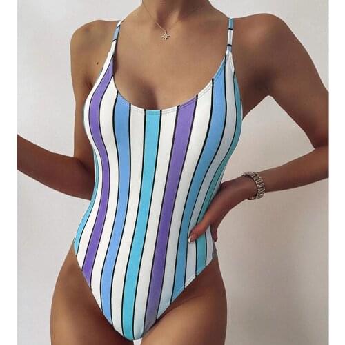 2021 Women Striped Contrast Swimsuit Summer Sexy Swimwear Vintage Bathing Suits Slimming Monokini One Piece Beachwear S~XL