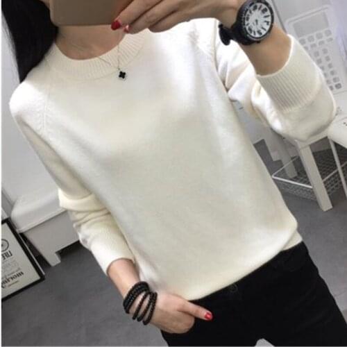 Loose Sweater Womens Short Section 2020 Autumn winter Sweater Pullover Black White Sweater Female Thick Round Neck Shirt Tops