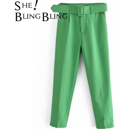 SheBlingBling 2021 Za Femme OL Style Women Blazer Trousers Sets Office Lady Suit Pants Traf Woman Career Blue Pants With Belt