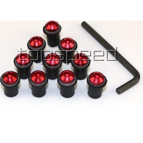 10 PCS Red Motorcycle Windshield Windscreen Screws Bolts