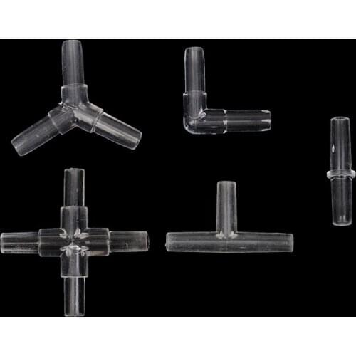 10pcs/lot Clear Transparant 4mm Airline Air Tubing Plastic Elbow Tube Connector Valve Aquarium Accessories