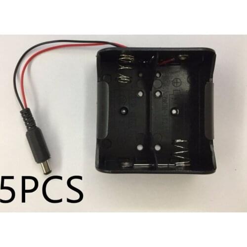 5pcs 2 Pack D Size Battery Case Holder 2 x 1.5V Battery Storage Box with 5.5*2.1mm DC Plug
