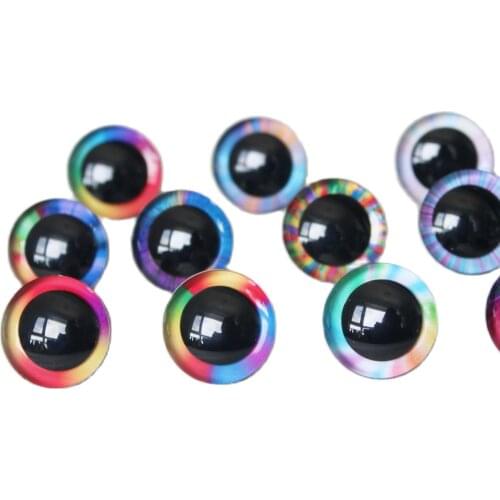 500pcs 9MM12mm 14mm 16mm 18mm 20mm 25mm 30mm 35 3D rainbow colors toy safety eyes doll eyes + washer for diy plush doll--R12